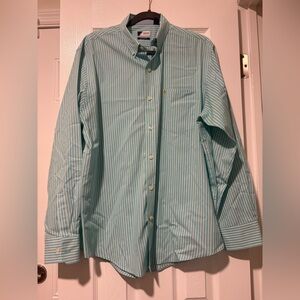 Izod Men's Aqua Striped Button Down Shirt